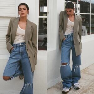 New Zara Check Tailored Blazer